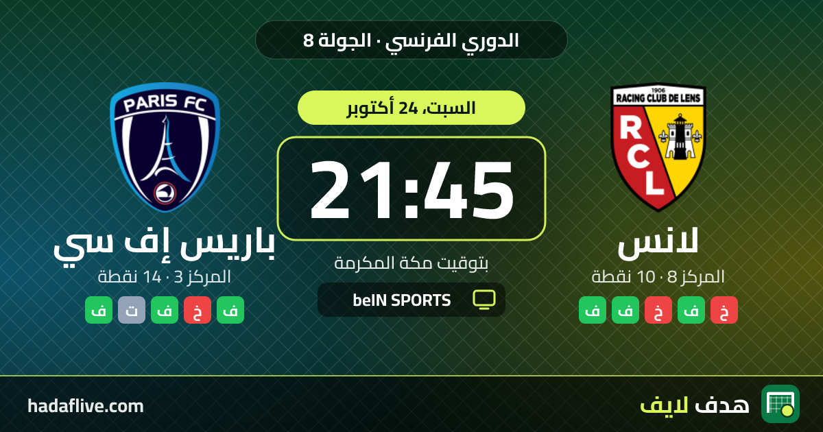موعد مباراة لانس وباريس إف سي والقنوات الناقلة · الدوري الفرنسي